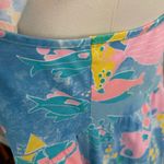 Vintage Babydoll Dress Coverup Fish Tropical Ocean Print Lounge Travel Blue Pink Size M Photo 5