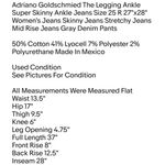 AG Adriano Goldschmied Adriano Goldschmied The Legging Ankle Super Skinny Ankle Jeans Size 25 R 27"x28" Photo 1