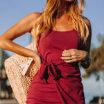 l*space L* Cypress Burgundy Red Wrap Front Mini Tank Dress Casual Beach Size Small Photo 0