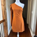 She & Sky  One-Shoulder Dress in Warm Orange Rust Photo 1