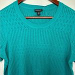 Torrid Pointelle NWT 00 M/L 10 Pullover Short Sleeve Sweater Fanfare Blue Teal Photo 2