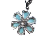 New Sleeping Beauty Turquoise Flower 925 Earrings with Diamond Center Blue Photo 7