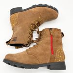 Sorel Emelie Combat Boot Womens 5 Waterproof Suede Gold Stars Boho Fairy Grunge Photo 5