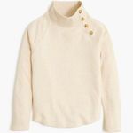 J.Crew NWT  wide button collar sweatshirt Heather Cream Sz M HOLE TO BE SEWN Photo 0