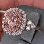 Synthetic Pink Gemstone and CZ Cocktail Ring Size 6 Photo 0