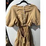 Madewell  Dress Women's Size M Tan Brown Short Sleeve Tiered Mini Button‎ Back Photo 4