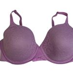 Maidenform 36D Bra Demi T-Shirt Purple Lace Lightly Padded Underwire DM7543 Photo 1
