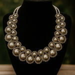 Vintage Women’s Chunky Metallic Beaded Silver Tone Statement Collar‎ Necklace Photo 0
