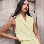 ZARA Blogger Favorite CROPPED WAISTCOAT WITH COVERED BUTTONS VEST YELLOW Photo 4