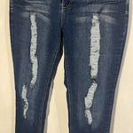 DIAMANTE Distressed Y2K Mid‎ Rise Skinny Stretch Jeans Size 9 Blue Photo 2