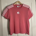 Adidas  Logo Coral Pink Three Stripes Tee Photo 1