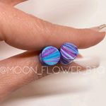 Colorful Faux Plug Earrings – Blue Pink Purple Swirl Illusion Studs 16g 10mm Photo 3