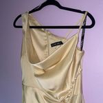 Lavish Lice NEW Lavish Alice 4 Midi Cocktail Dress Cream Ruched Cowl Neckline Photo 1