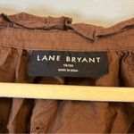 Lane Bryant Blouse Brown Scallop Hem Ruffle Neck Eyelet Top Sz 18/20 (2X) EUC Photo 2