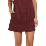 Michael Stars Burgundy Band Collar Sleeveless Pleated Shoulder Shirt Dress Sz L Photo 0