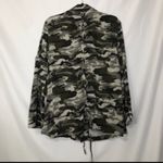 Monoreno  Green Camo Print Jacket Womens S Lace Up Back Oversized Casual Classic Photo 6
