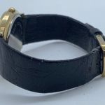 Time women watch gold tone 33mm black leather band running Photo 2