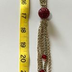 Elegant Rhinestone Crystal Clayball Long Necklace Disco Ball Boho Chic Whimsical Red Photo 5