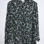 J. Jill Button Down Layered Tunic Top Blouse Large Petite Long Sleeve Floral Black Size undefined Photo 0