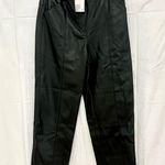 H&M NWT  Faux Leather High Waisted Straight Leg Trouser Pants Black Womens Size 6 Photo 2