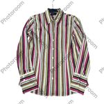 New York & Co. Women’s Stretch Collared  Long Sleeve Glitter Striped  Size M Photo 3