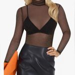 MANGOPOP NEW Mesh Tops Long Sleeve Glitter Sheer Stretchy Sparkly Shirt XS Photo 0