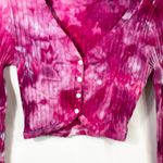 Aerie  Medium‎ Crop Top Handmade Tie Dye Long Sleeve Hot Pink Knit Preppy 1025 Photo 6