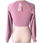 Romwe NWT ~  Pink Ribbed Front Tie Cropped Long Sleeve Top ~ Women's Size LARGE Photo 5