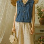 Vintage Alfred Dunner Embroidered Denim Vest Floral Cottagecore Western Sz 14 Blue Photo 1