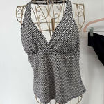 Speedo  Women's Black White Print 2 Piece Tankini Halter Size 14 Swimsuit Photo 0