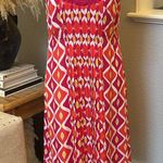 Tory Burch Pleated 100% Silk Shift Pink Orange Signature Print Dress Size 8 Photo 1