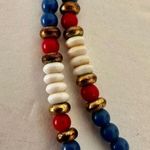 Monet vintage red white and blue long beaded necklace Photo 8