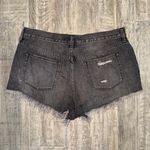 We The Free People Low Waist Fray Hem Button Fly Jean Short Shorts Size 31 Black Photo 2