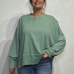 American Eagle Green Cropped Oversized Sweatshirt Sz M Size M Photo 0