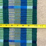 Novica Handwoven Cotton Scarf Guatemala Blue Green Yellow Plaid Artisan Fringe Photo 7