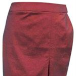 Cache Cranberry Metallic Sheen 9" Slit Evening Day Pencil Skirt Stretch $118 NWT Photo 1