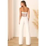 Lulus NWT  Fashionista Nights Ivory Strapless Bustier Wide-Leg Jumpsuit Classy XS Photo 3