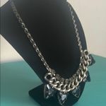 Chunky Statement Black Onyx Smoky Quartz Rhinestone Colored Gunmetal Necklace Photo 2