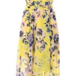 Eliza J Yellow Floral Chiffon Maxi Dress Sleeveless High Low V-Neck Size 4 New Photo 0