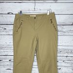 Michael Kors Size 10 Khaki Tan Gold Zipper Slim Fit Skinny Leg Ankle Dress Pants Photo 1