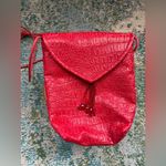Vintage red faux crocodile beaded shoulder strap pouch purse Photo 1