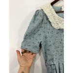 Vtg 90s Sarah Elizabeth Prairie Dress Womens 12 Blue Plaid Floral Pearls Cottage Photo 4