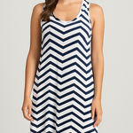 Yala Womens Chevron Tank Dress Navy White Size M Sleeveless Midi Casual Black Size M Photo 0