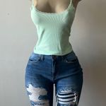 New Cute Stretchy Pastel Green Crop Tank Size Small Photo 0