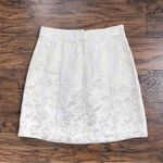 Tibi • gold metallic floral skirt mini rose print cream lamé foil brocade pleat Photo 8