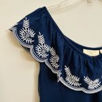 Moulinette Soeurs  Midnight Blue Blouse with White Embroidery Size Medium Photo 6