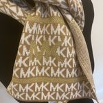 Michael Kors MK Print Camel Tan Off White MK Gold Accent Monogram Scarf NEW Photo 3