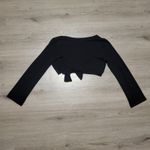 Y2K Vintage Perseption Black Bolero Cropped Tie Front Rhinestone Womens sz M Size M Photo 3