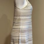 White House | Black Market Beaded Knit metallic White Silver & Light Brown SZ S Photo 3