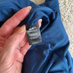 Alala  High Waist Satin Capri Mesh Panels Sheer Royal Blue Crop Leggings Photo 6